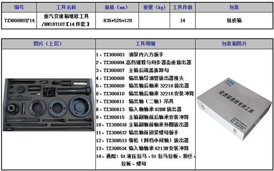 重汽變速箱維修工具19710T14件