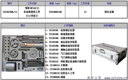 濰柴發(fā)動機(jī)維修工具鋁合金箱