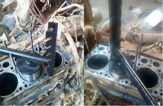 楊師傅反饋濰柴發(fā)動機缸套壓入工具使用圖片