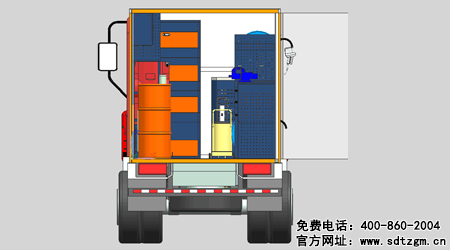 山東田中卡車養(yǎng)護搶修服務(wù)車后部視圖